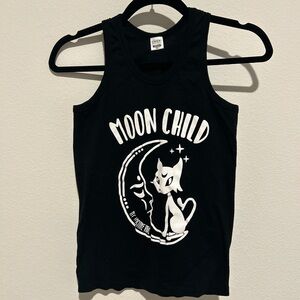 Moon Child Black Razor Back Tank Top